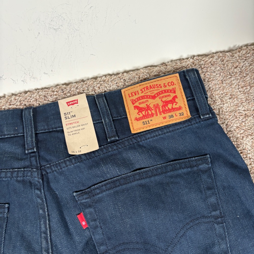 Levi's Slim Straight Jeans Navy Blue - Picture 5 of 6